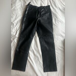 Black Leather Ankle Pants